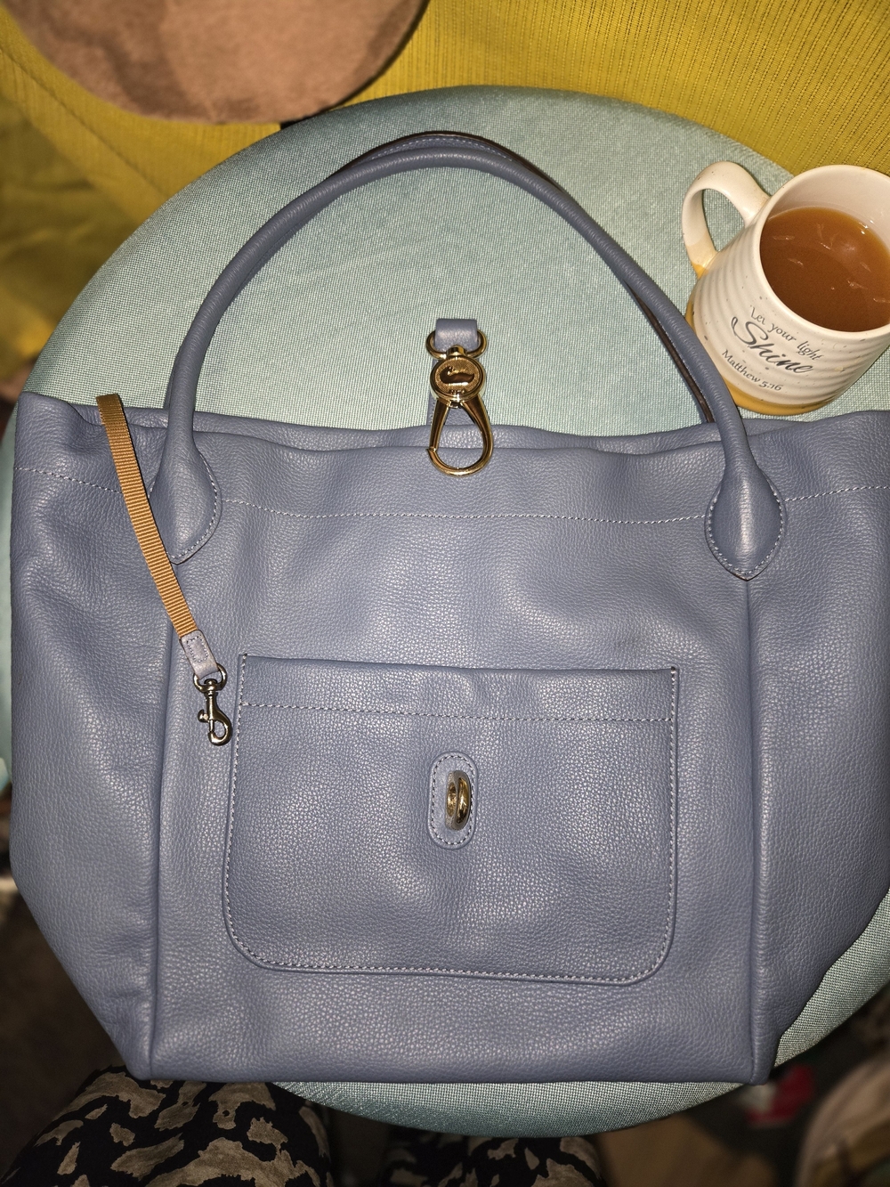 Dooney & Bourke Light Blue Hobo with Gold Hardware - Picture 7 of 7